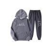 Unisex Heart Pattern Velvet Hoodie Set for Autumn/Winter