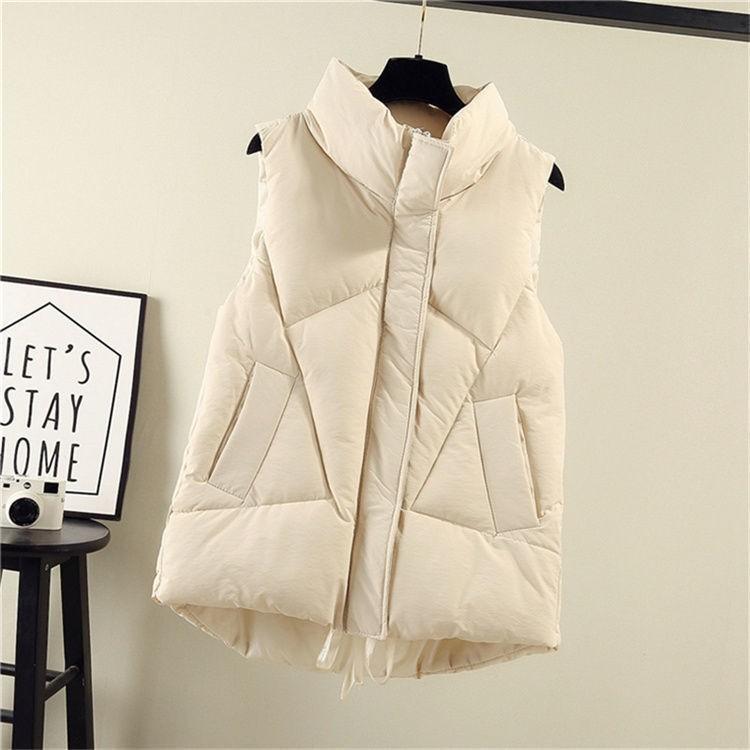 Damen Winterweste Reverskragen Reißverschluss Westenjacke mit Taschen Baumwollwattiert Warmer Ärmelloser Mantel für Outdoor-Weste