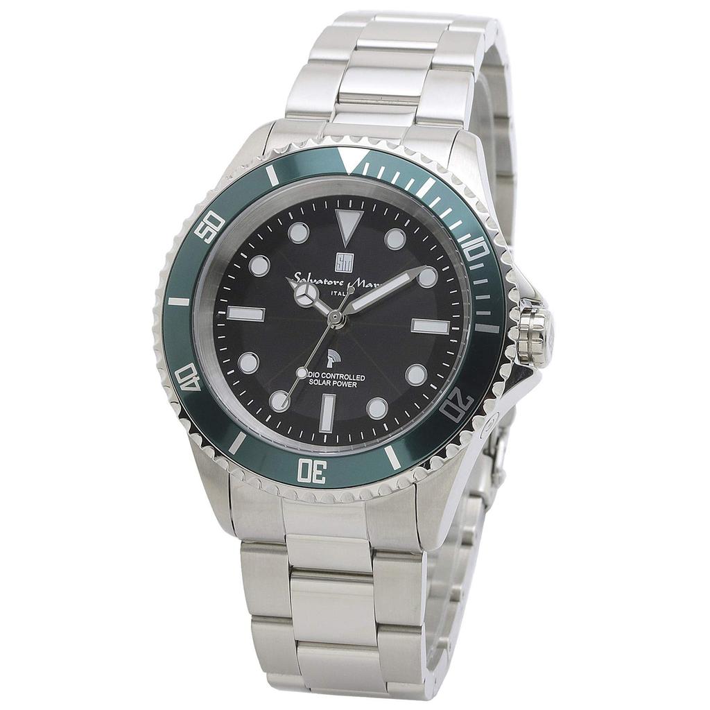 Salvatore Marra Business Popular with SSBKGR Men's Watch, Radio-Controlled Solar, Style, Brand, Waterproof, Gift, Black, Cloth,