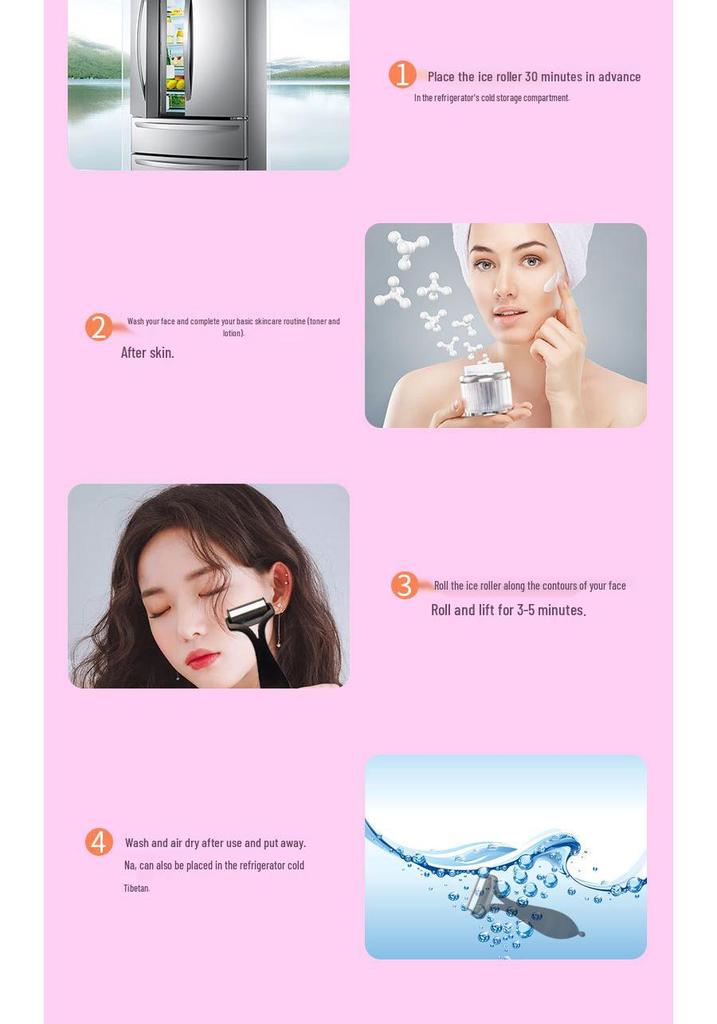 Korean Ice Roller Facial Massager - Beauty Device for Skincare