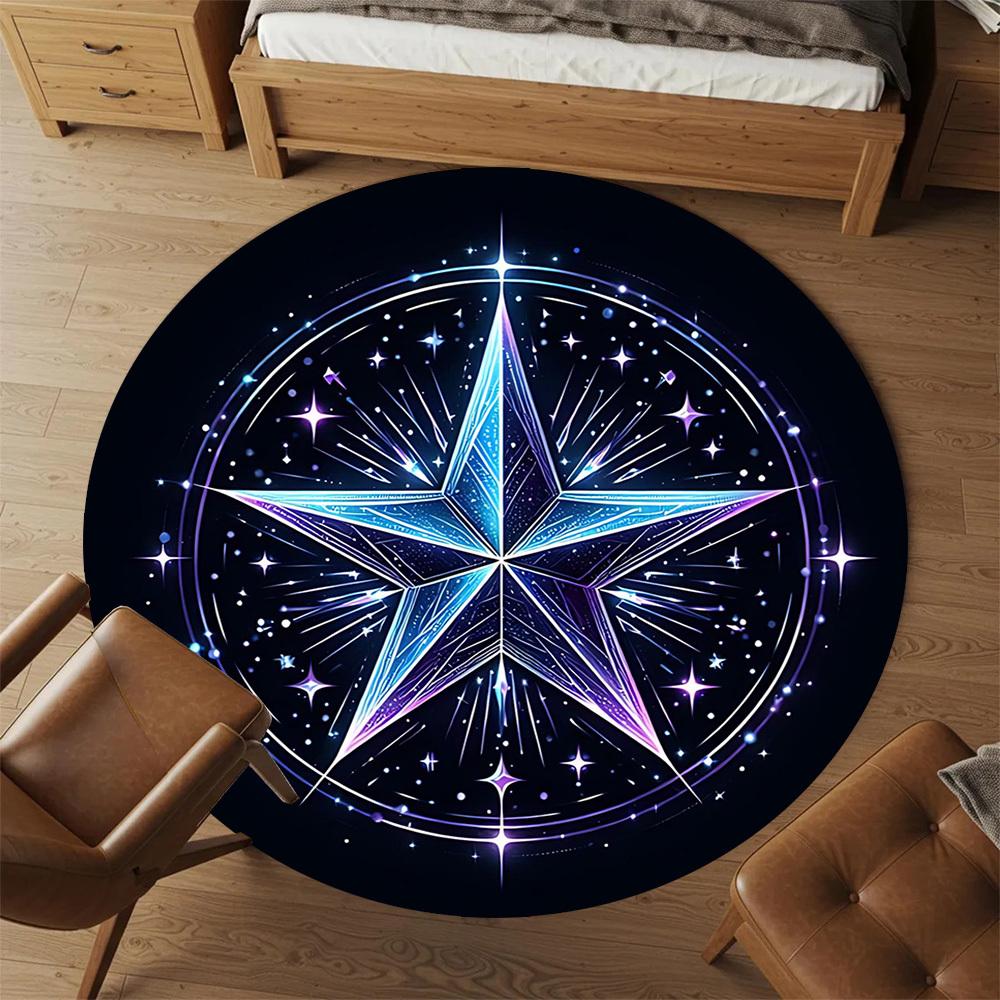 1pc Star Circle Round Chair mat Area Rug - Non-Slip, Floor Mat for Office, Bedroom, and Indoor Decor c1125079