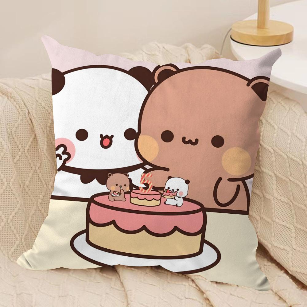 Panda B-Bubu D-Dudu Cushion Cover Silky Short Plush Double-Sided Printed Pillow Case For Sofa All Seasons Home Decor Gift