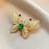 Imitation Emerald Butterfly Brooch - High-end and Luxurious Dual-wear Pendant for Coat and Accessories