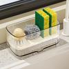 Sponge Holder Anti-Slip Kitchen Storage And Organization Accessories Sink Caddy Sponge Holder With Removable Self Drain Tray For