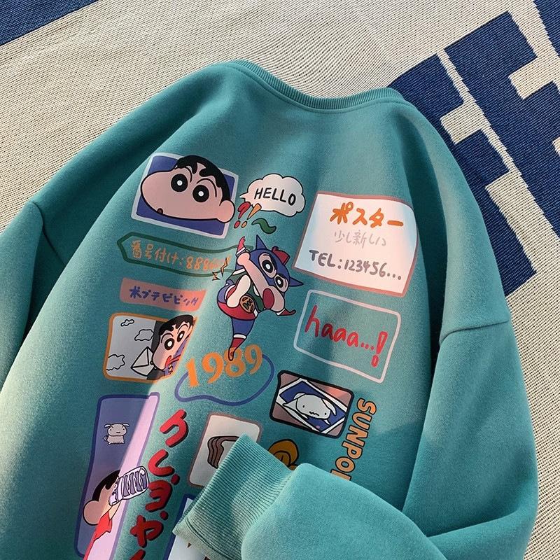 Fleece new crayon small new crew neck sweater men's and women's Korean version loose student age reduction wholesale coat