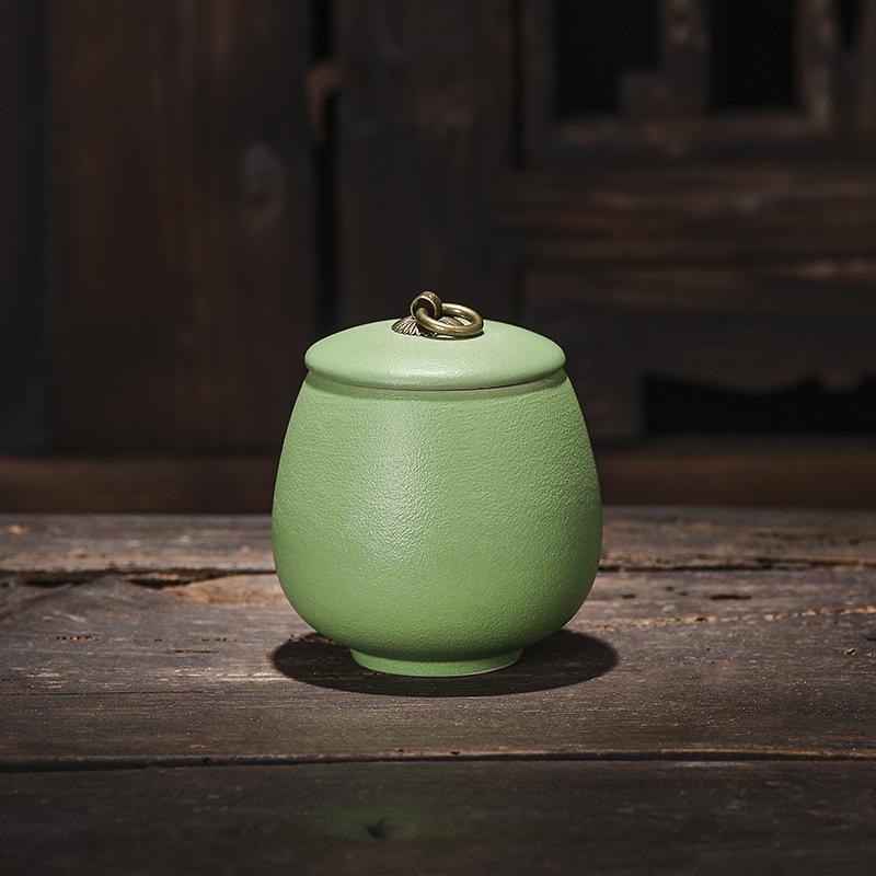 Creative Tea Jar Ceramic Coffee Food Sealed Jar Household Moisture-proof Storage Box Portable Travel Box Storage Container Home