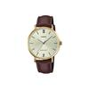 Casio Standard Series Fashion Business Simple Casual Versatile Classic Pointer Roman Scale Gold Large Dial Quartz Movement Leather Strap LTP-VT01GL-9B