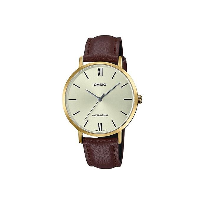 CASIO Women s Standard Series Gold Watch LTP-VT01GL-9B LTP-VT01GL-9B Brown Strap Regular Box