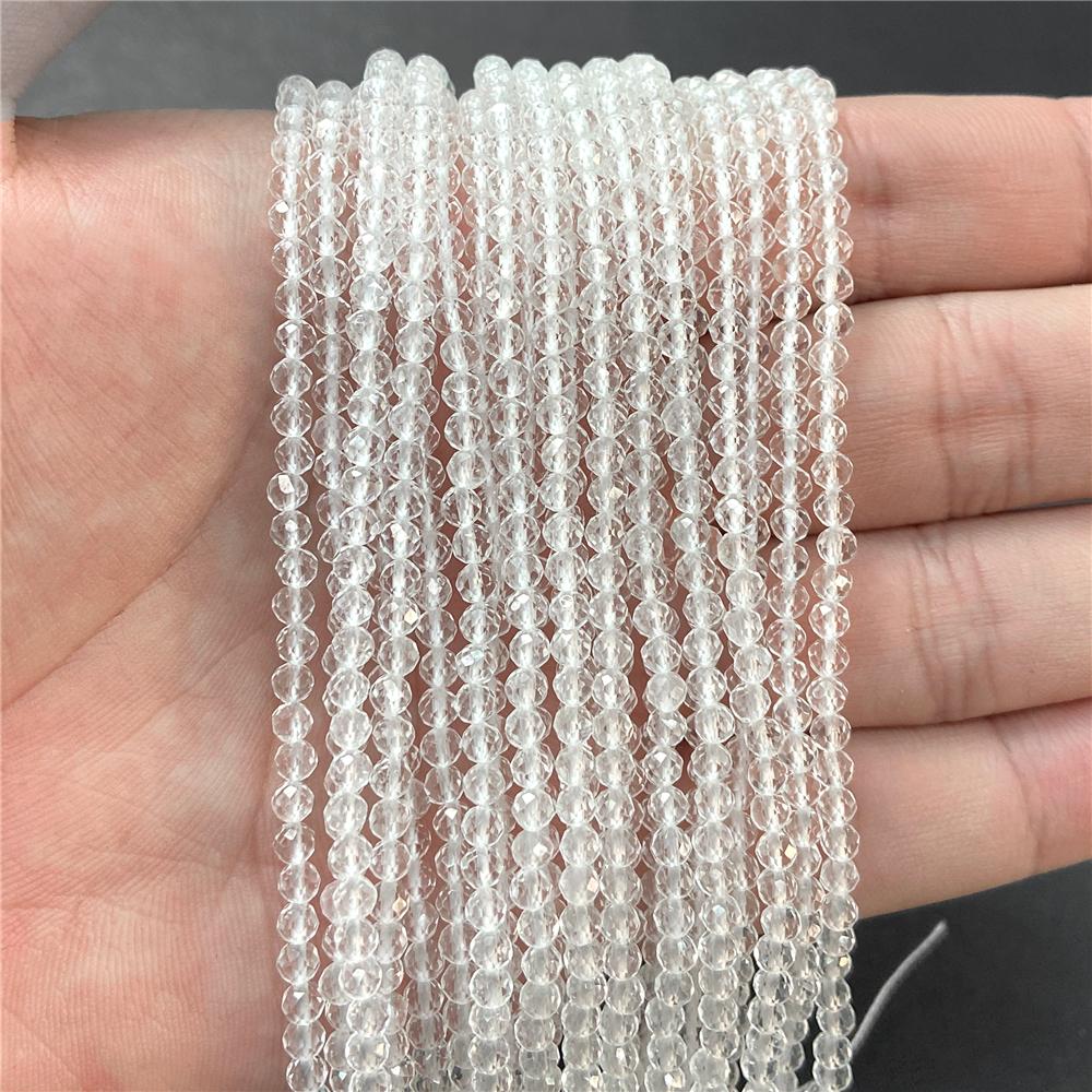 Faceted Natural Stone Pink Rose Quartzs Crystal Beads Round Amethysts Loose Beads for DIY Jewelry Making Necklace