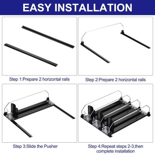uxcell Refrigerator Soda Can Organizer, Self-Push Drink Organizer for Refrigerators, Adjustable Width Drink Dispenser, Beverage Pusher for Pantry Vend