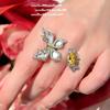 Yuji Fritillary Butterfly Gem Necklace, Rich Family Thousand Gold, Plated 18K Gold, Twilight Yellow Water Drop Butterfly Zircon Earrings
