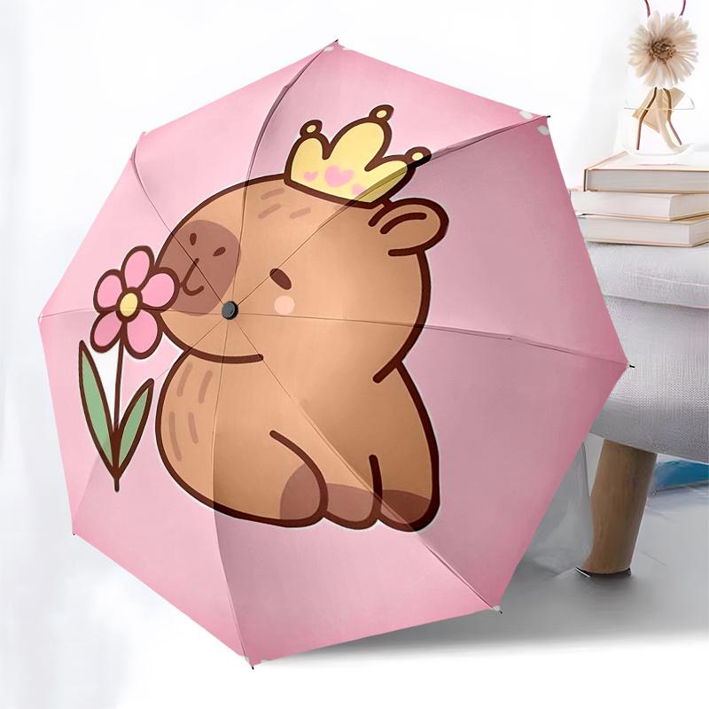 Capybara Themed Travel Umbrella-8 Ribs Automatic Opening and Closing, Portable Folding Design, Compact and Stylish Umbrella Suitable for Out