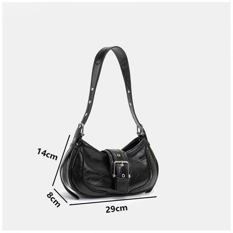 Women  Fashion Shoulder Bags Black PU Leather Underarm Bags Ladies High Quality Handbags Hot Girls Armpit Bags Wallet Purse