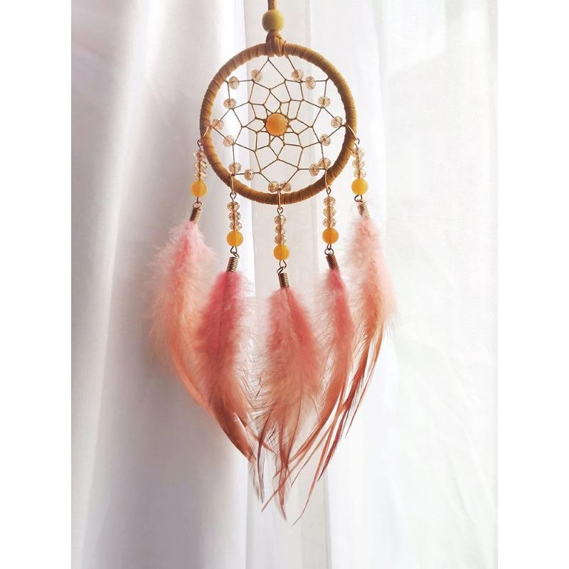 Creative Hand-woven Car Pendant Dream Catcher Feather Wind Chime Valentine's Day Gift Bedroom Hanging Ornaments Home Decoration