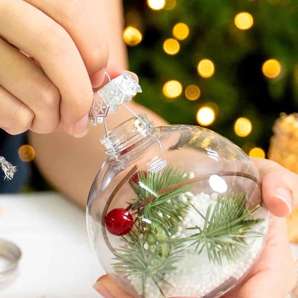 6Pcs Fillable Clear Plastic Christmas Ball 6/8/10cm Plastic Bauble  Navidad Gift