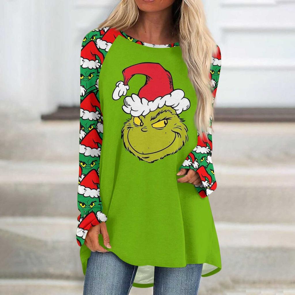 Dámské podzimní a zimní tričko s dlouhým rukávem a kulatým výstřihem ležérní tričko s dlouhým rukávem