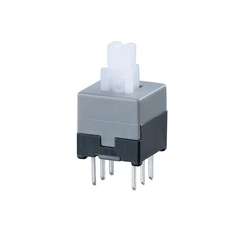 In Stock: 5.8x5.8 and 8.5x8.5 High/Flat Head Self-Locking Button Switch, Non-Locking Option Available