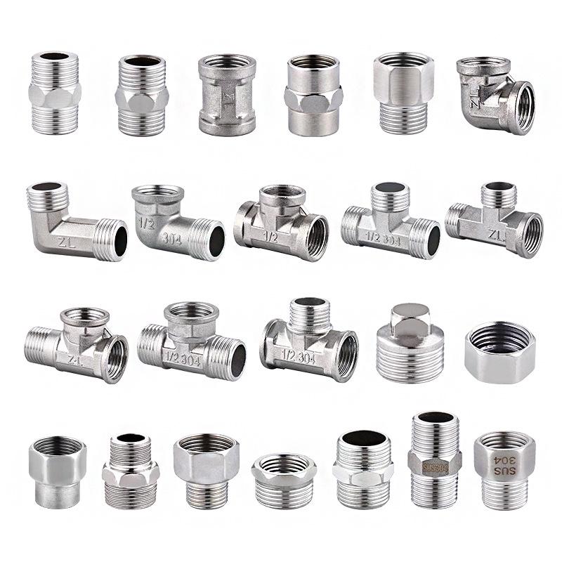 Four-Way Stainless Steel Inner and Outer Thread Elbow Reducer for Water Pipes