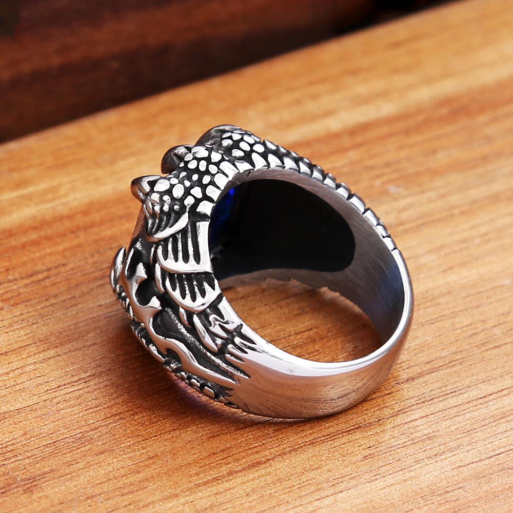 Vintage Viking Dragon Claw Stone Ring For Men Boy Stainless Steel Punk Rock Nordic Style Rings Fashion Jewelry Gift Dropshipping