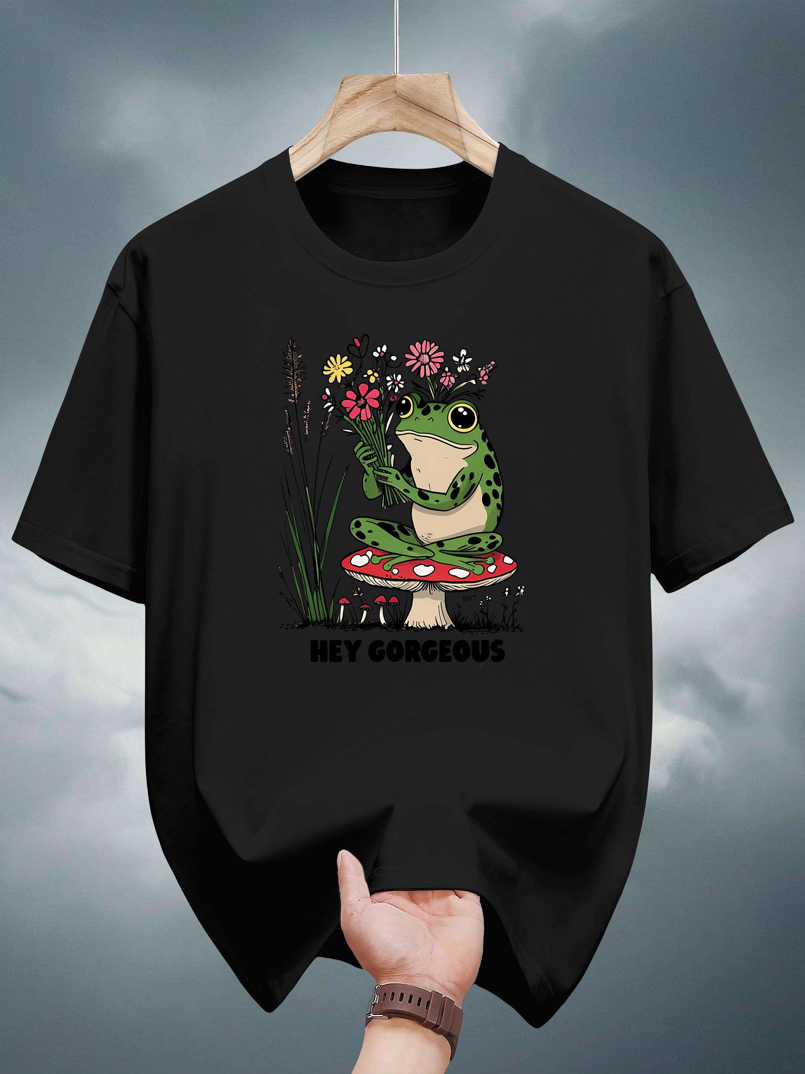 Graphic T-shirt - Casual Summer Tee with HEY GORGEOUS Frog Print XL
