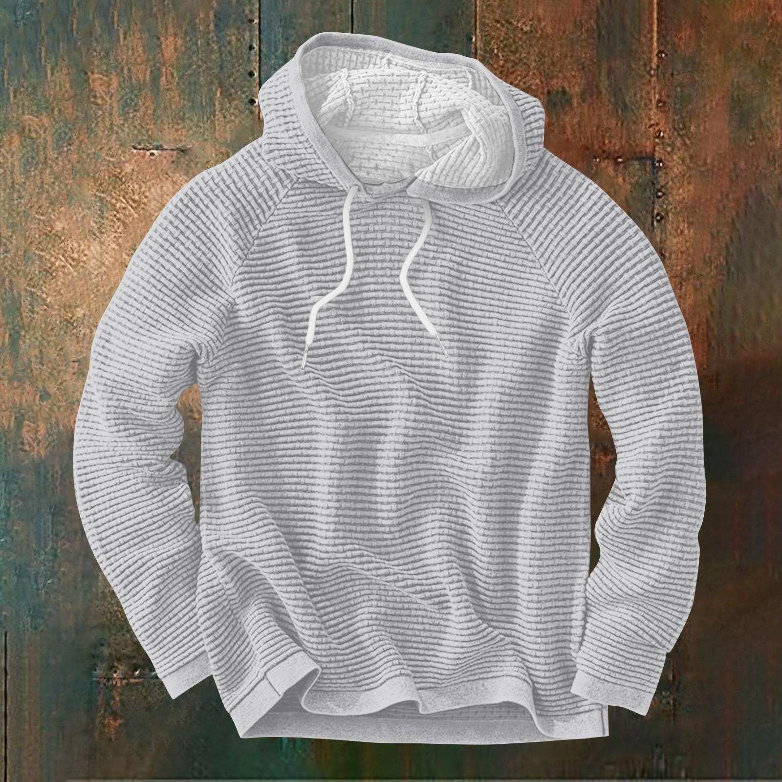 Мужской повседневный и модный свитер с длинными рукавами и капюшоном L хаки — фото 6