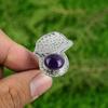 925 Sterling Silver February African Amethyst Gemstone Statement Stackable Ring