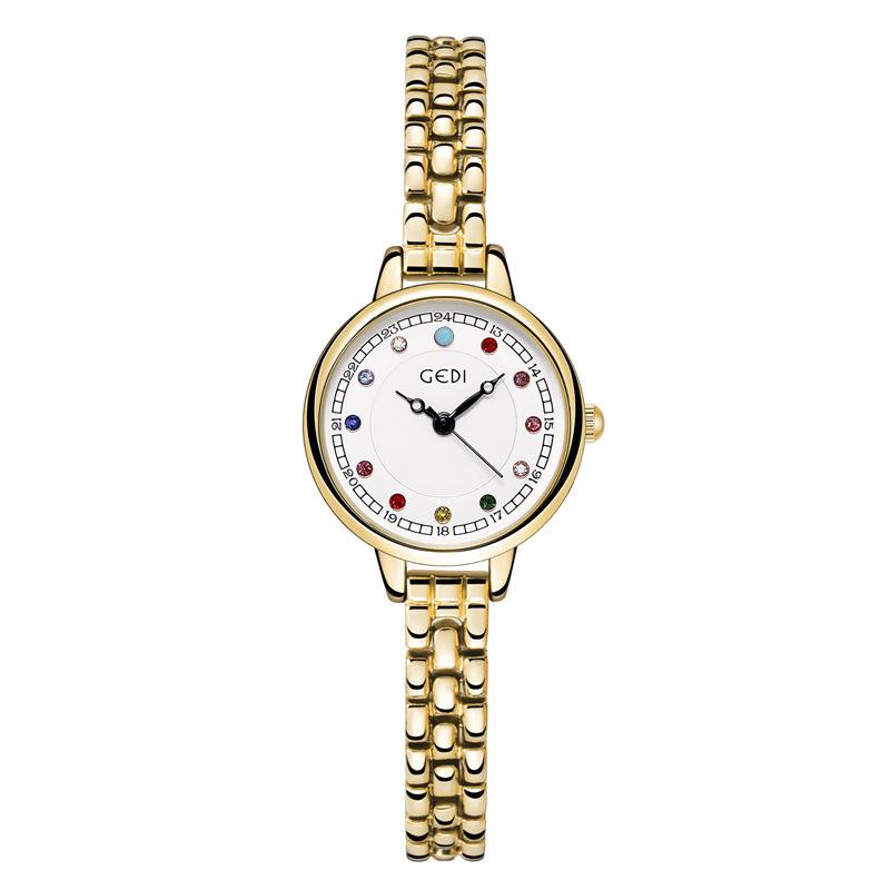 Colorful birthstone medieval watch niche high-value alloy bracelet watch women's exquisite waterproof steel belt watch