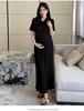 Korean Style Maternity Knit Dress - Plus Size Polo Collar, Loose Fit (2026 Collection)