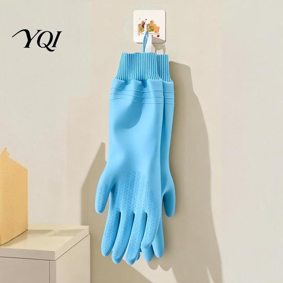 Rubber Dishwashing Gloves Fleece Lined for Housework, Waterproof PVC Cleaning Gloves, Anti-slip Thermal Kitchen Grip Warm Velvet Lining Laundry