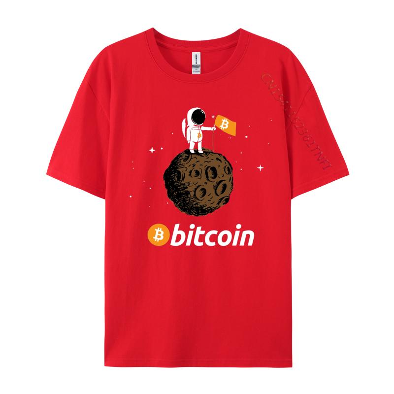 Bitcoin Tshirt Astronaut In Space Tshirts Slim Fit Customized Tshirts Crew Neck Cotton Mens Tops Shirts