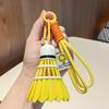 High-Value Rainbow Badminton Pendant Keychain: Creative Sports Backpack Decoration & Gift