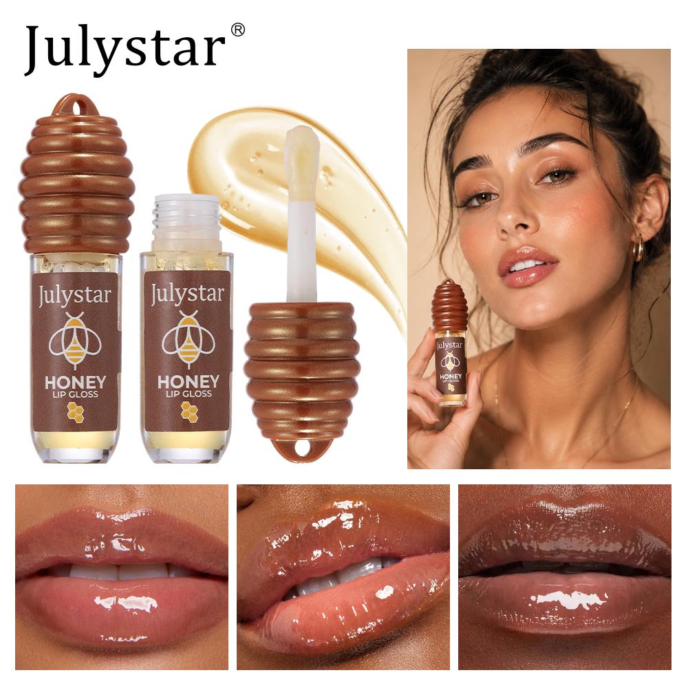 Julystar Honey Lip Gloss Moisturizing Hydrating Lip Oil Clear Glossy Lip Balm Natural Shine Juicy Lips Makeup for Women Girls