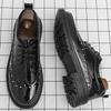 Trend Leather Platform Shoes For Men Classic Brogues Chunky Social Leather Shoes Man  Derby Casual Business Shoes