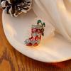 European Retro Patchwork Rhinestone Christmas Boot Love Brooch Accessory
