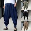 Pantaloni Harem Cavallo Basso Monocolore Coulisse Vintage Vita Media Caviglia Legata Larghi per Performance