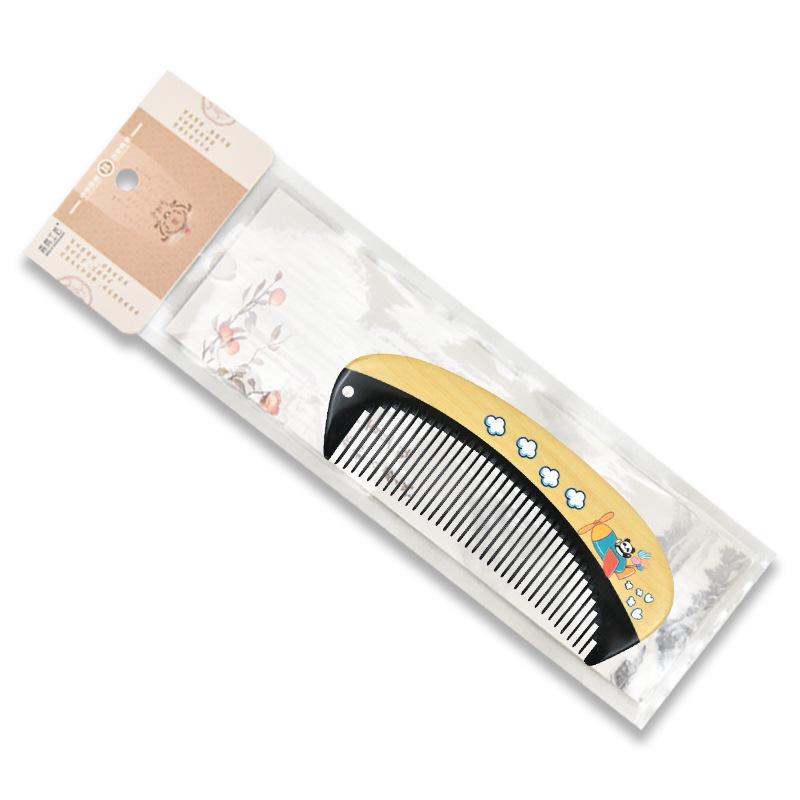 Boxwood Chen Guibao Buffalo Horn Comb: Painted Lacquer Art with Wooden Handle and Gift Engraving