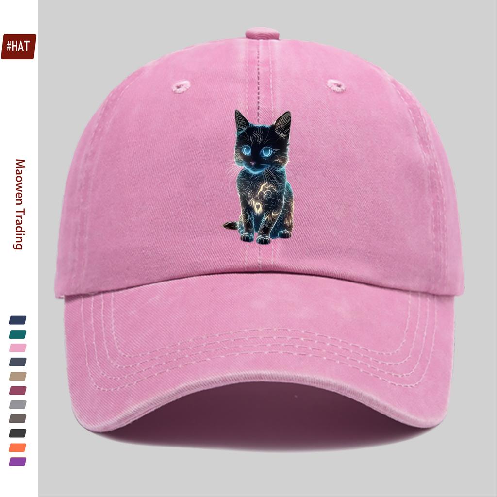 Pc Unisex Luminous Cat Print Pattern Baseball Cap Cute Pet Cat Print Is an Ideal Decorative Hat for Travel And ValentineS Day
