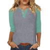 Women's T Shirt Print Button 3/4 Sleeve Daily Weekend Fashion Basic V- Neck Regular Top