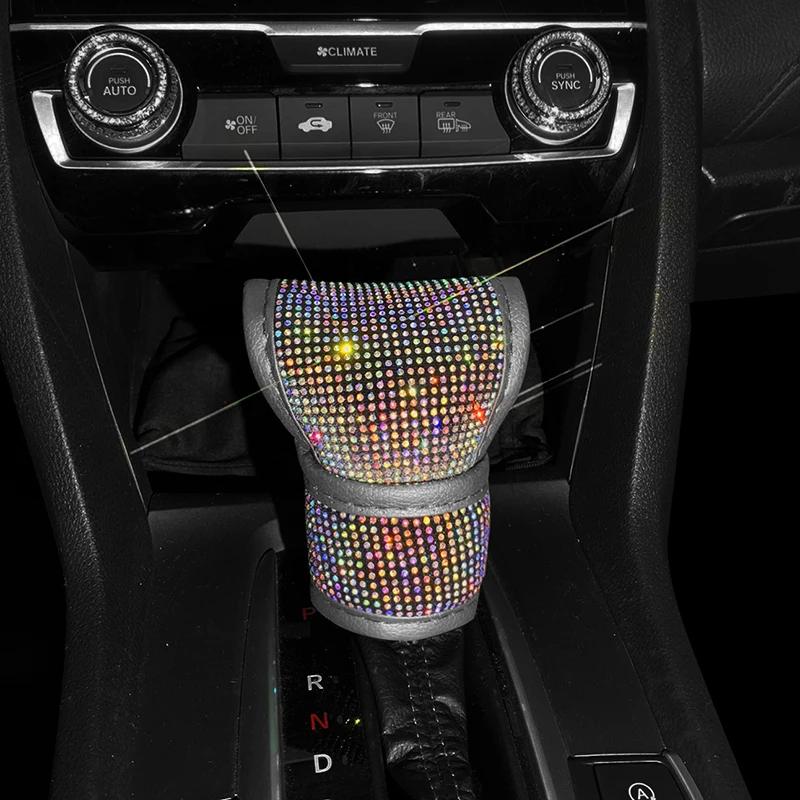 8Pcs Women Car Steering Wheel Cover Armrest Mat Seat Belt Gear Shift Pull Rearview Mirror Cover Headrest Car Accessories Set