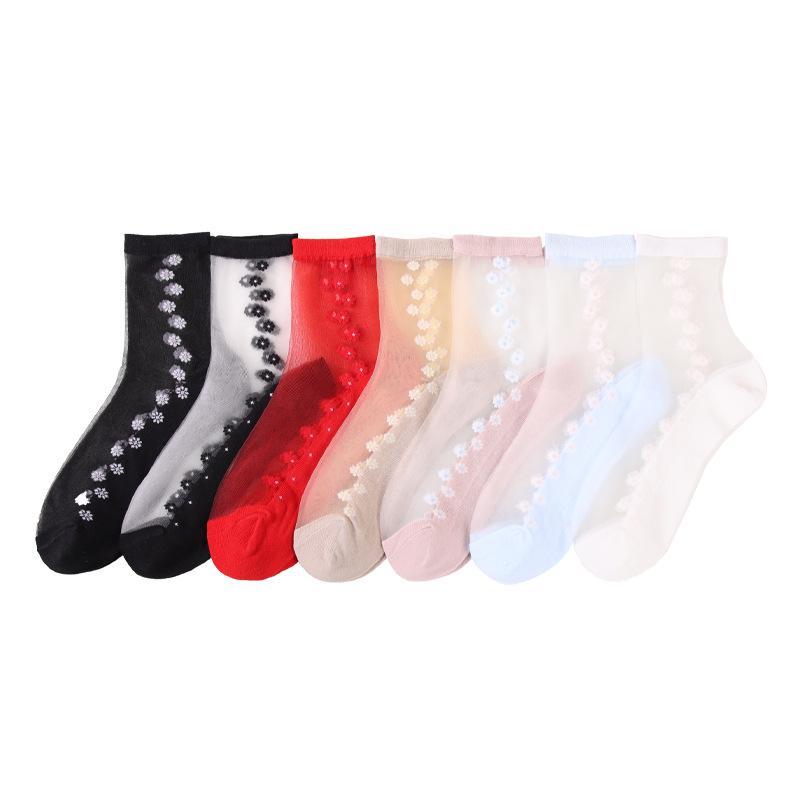 Women's Spring and Summer Fashion Breathable Transparent Crystal Silk Stockings