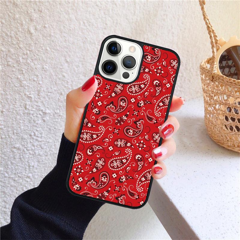Red Bandana Paisley Phone Case for iPhone 17 Air 16 Coque 15 14 12 13 PLUS 11 PRO MAX Back Cover Fundas Shell