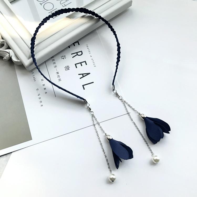 Simple fabric headband, flower pearl fake earrings, temperament versatile fringed pendant, headband, hairpin and hair accessories.