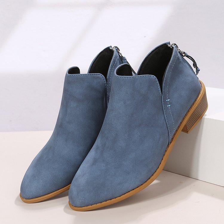 Autumn and winter new suede Martin boots women s thick heel rear zipper women s short boots 35 синий 3124₽