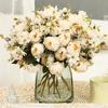 Pivoines Artificielles Fleur Mélange de Fleurs de Pivoine Artificielle Tige de Fleur Fausse Soie Toucher Réel Bouquet pour Arrangements Floraux Table à Manger Fête de Mariage Centre de Table