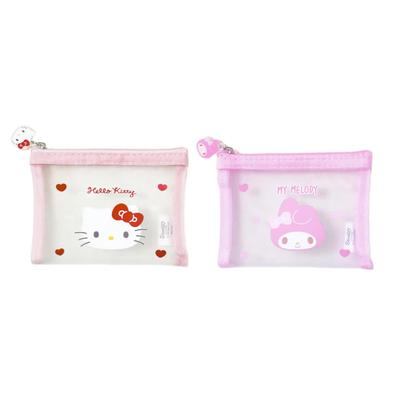 Daiso Korea Hello Kitty Small Flat Mesh Pouch / My Melody Small Flat Mesh Pouch