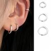 925 Silver Post Plain Hoop Earrings Edgy New Trend Versatile Luxury Ear Cuffs Exquisite Daily Commute Minimalist Party Vintage