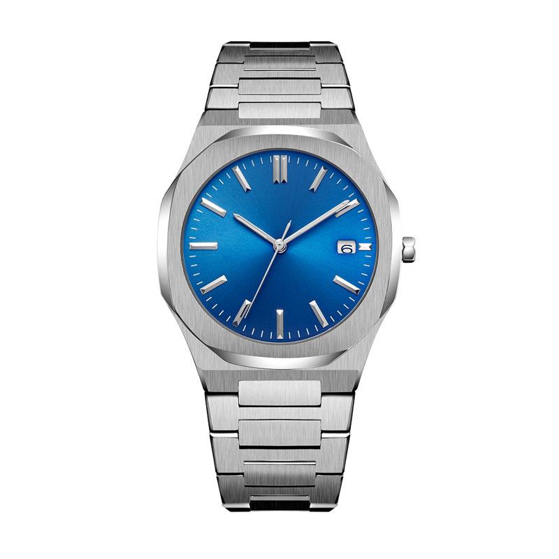 No logo Octagon Dial Watches For Men 50M Waterproof Calendar VJ32 Quartz Movement Watch Mens Fashion Stainless Steel Strap