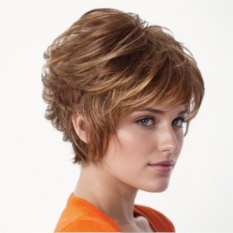 Women’s Natural Looking Short Curly Wig Heat-Resistant Synthetic Fiber Curly Full Wig