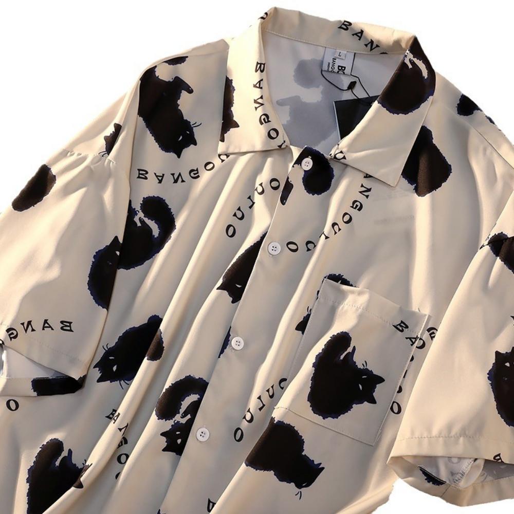 Printed Shirt Men's Short Sleeved Summer Loose Design Sense American Street Shirt Ins Trendy Casual