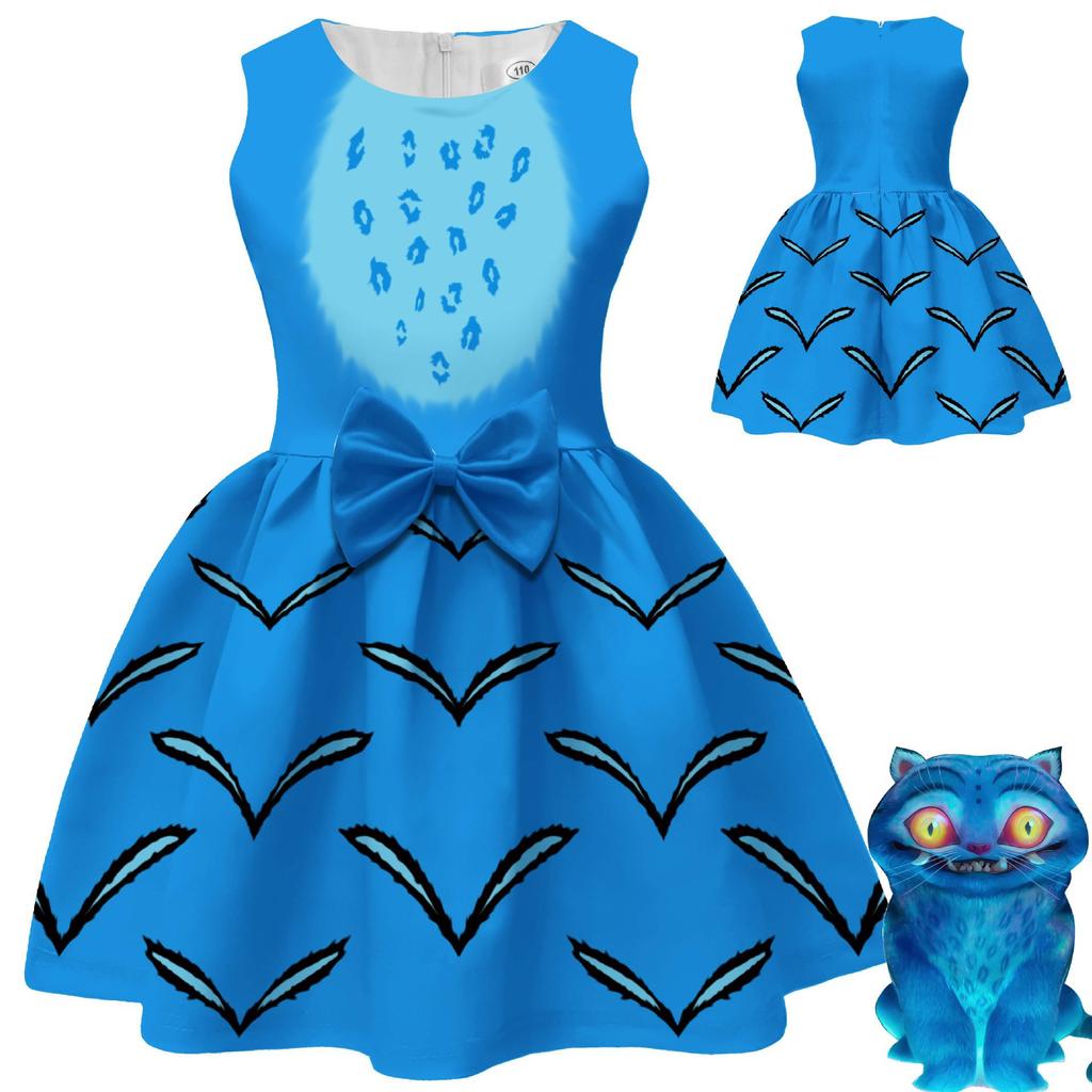 Girls Sleeveless Dress Witch Hunting Girls Group Full Print Galaxy Music Note Skirt with Big Bow Kids Princess Party Birthday Casual Sundress Little